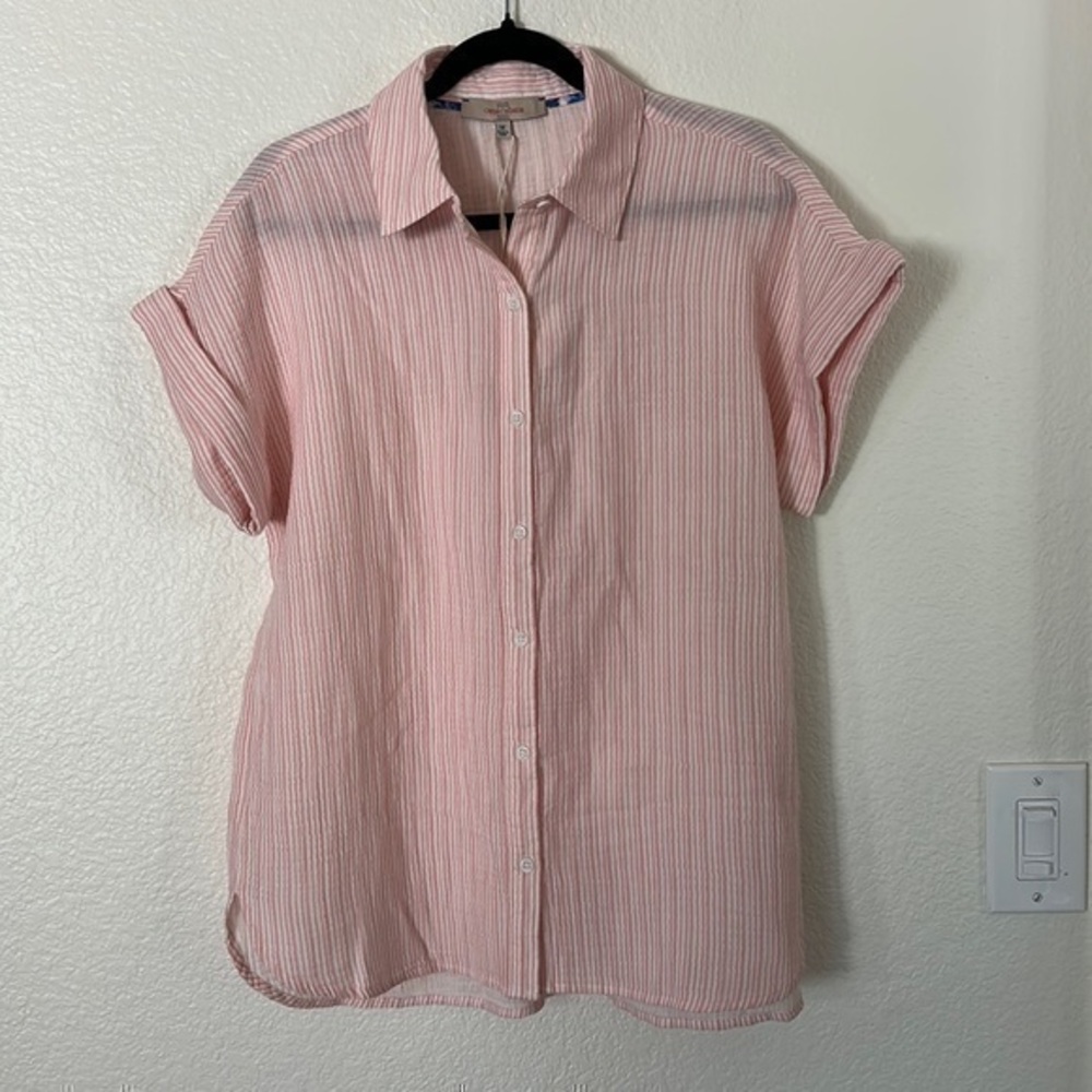 NWT Casa Cabana medium soft cotton stripe pink and blue